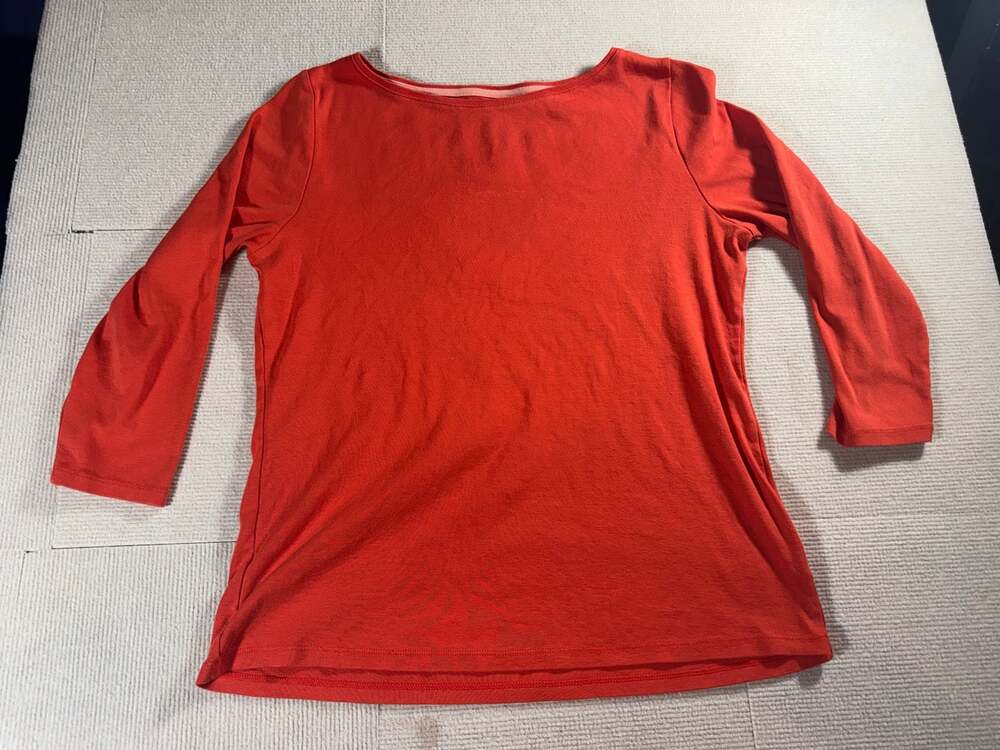 The Talbots Tee Women's Large 100% Pima Cotton Boat Neck 3/4 Length Sleeve Coral